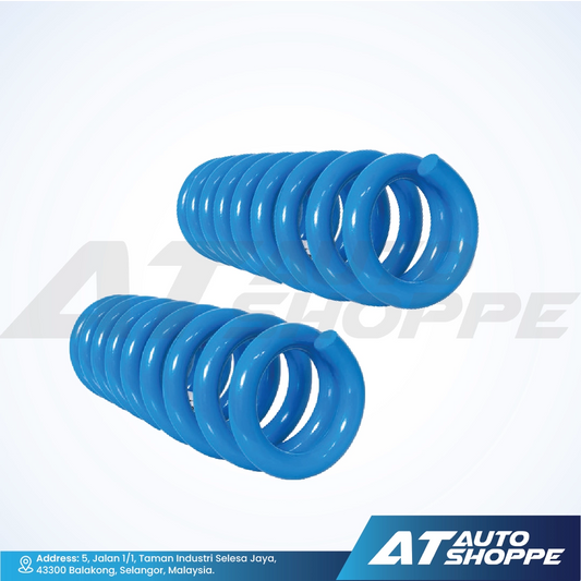 Two blue springs on a white background with AT Auto Shoppe branding.