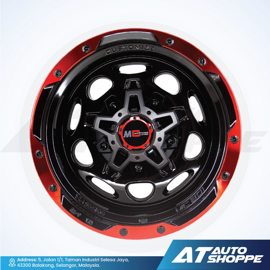 Monsterims MC-801 Black Red Lip 16x9 ET-24 6x139.7 (1 Piece)