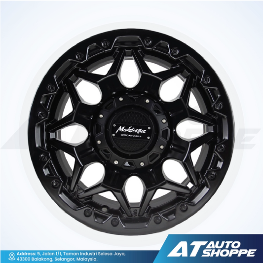 Monsterims MOR-08 Shockwave Black Machine Black Clear 16x8 ET10 6x139.7 (1 Piece)