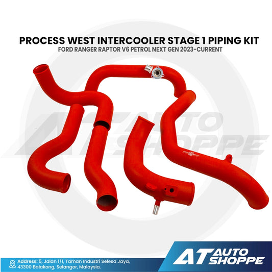 Process West Intercooler Stage 1 Piping Kit (Red) for Ford Ranger Raptor V6 Petrol Next Gen 2023-Current