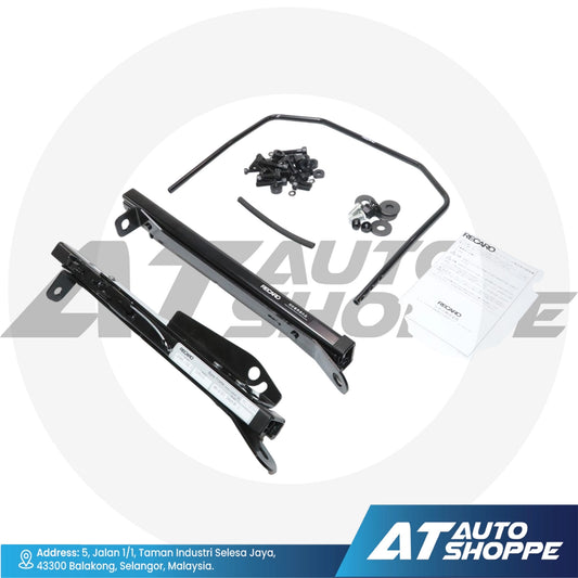 Recaro base frame parts on a white background with AT Auto Shoppe branding.