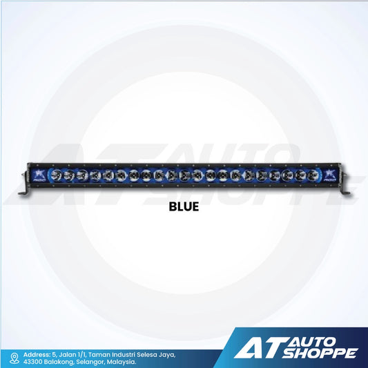 Rigid light bar Blue LED light bar with 'AT Auto Shoppe' branding on a white background