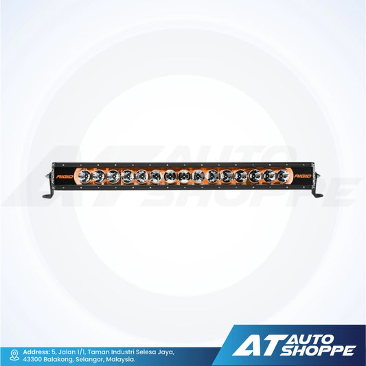 Rigid LED light bar with brand logo on a white background