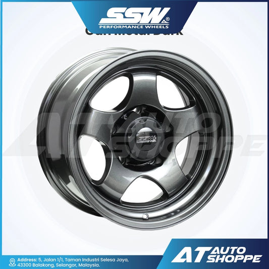 Car wheel rim with SSW Performance Wheels logo on a white background