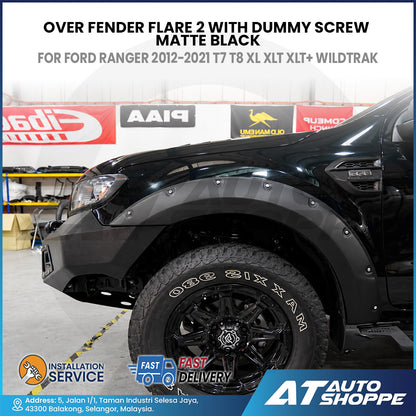 2-Inch Over Fender Flares With Dummy Screws For Ford Ranger T6 T7 T8 2012-2021