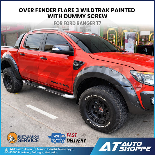 3-Inch Over Fender Flares With Dummy Screws Matte Black For Ford Ranger T7