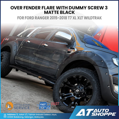 3-Inch Over Fender Flares With Dummy Screws Matte Black For Ford Ranger T7