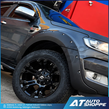 3-Inch Over Fender Flares With Dummy Screws Matte Black For Ford Ranger T7