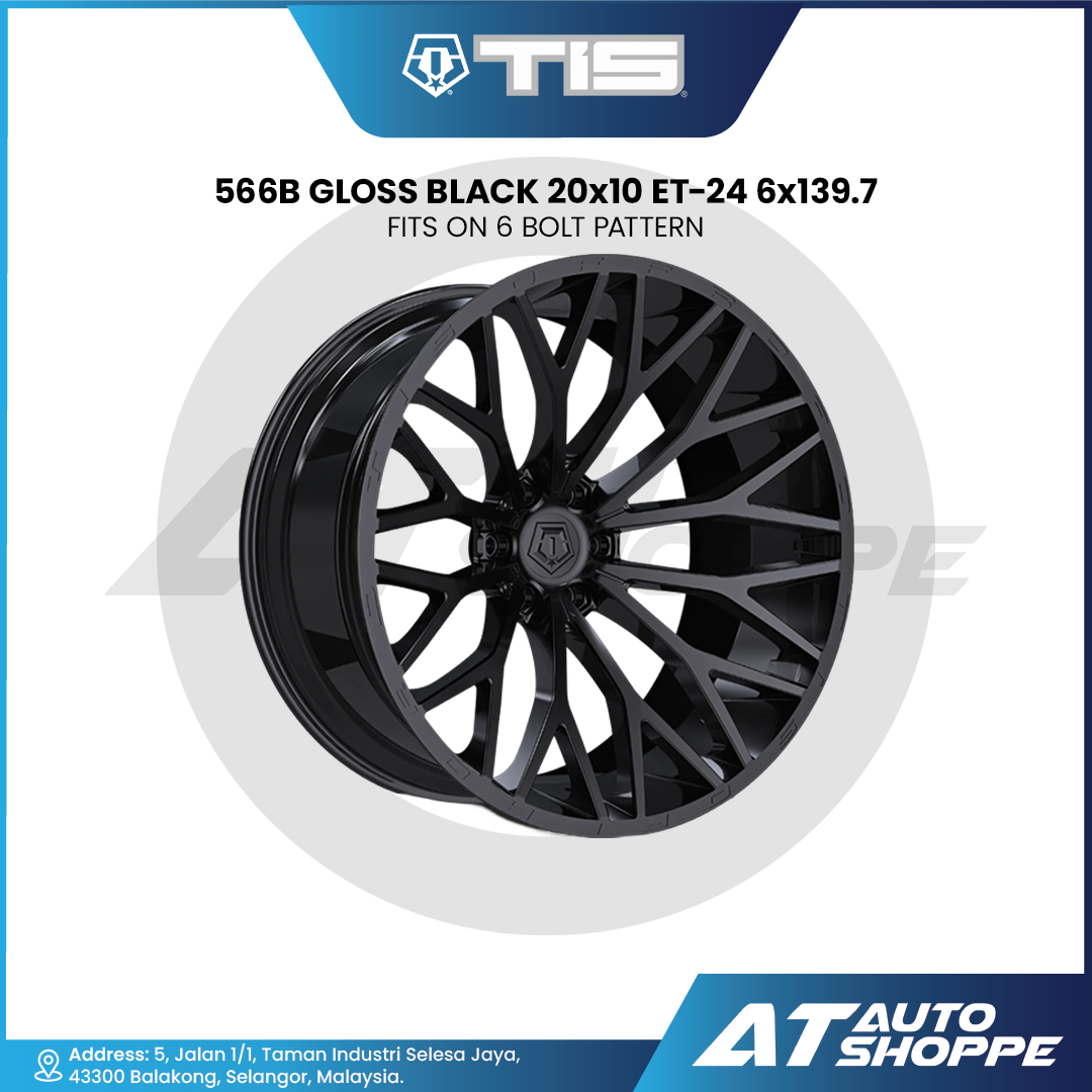 TIS 566B Gloss Black 20x10 ET-24 6x139.7 (1 Piece)