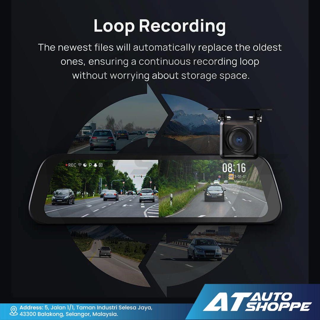 70mai S500 3K Rearview Mirror Dash Cam Touchscreen Sony STARVIS 2 Front & Rear