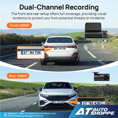 70mai A200 Dash Cam 1080P 60FPS & Dual-Channel Supported