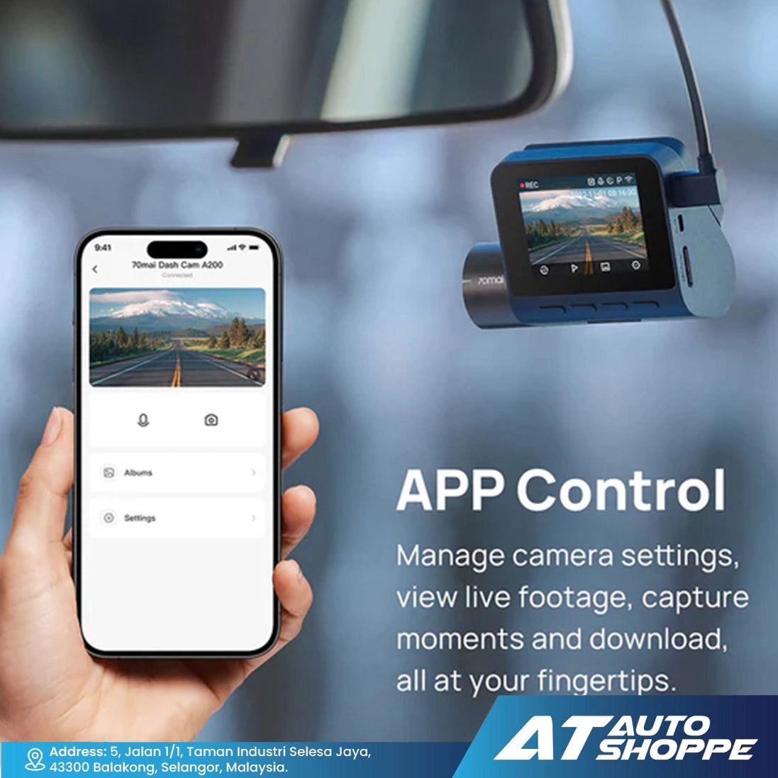 70mai A200 Dash Cam 1080P 60FPS & Dual-Channel Supported
