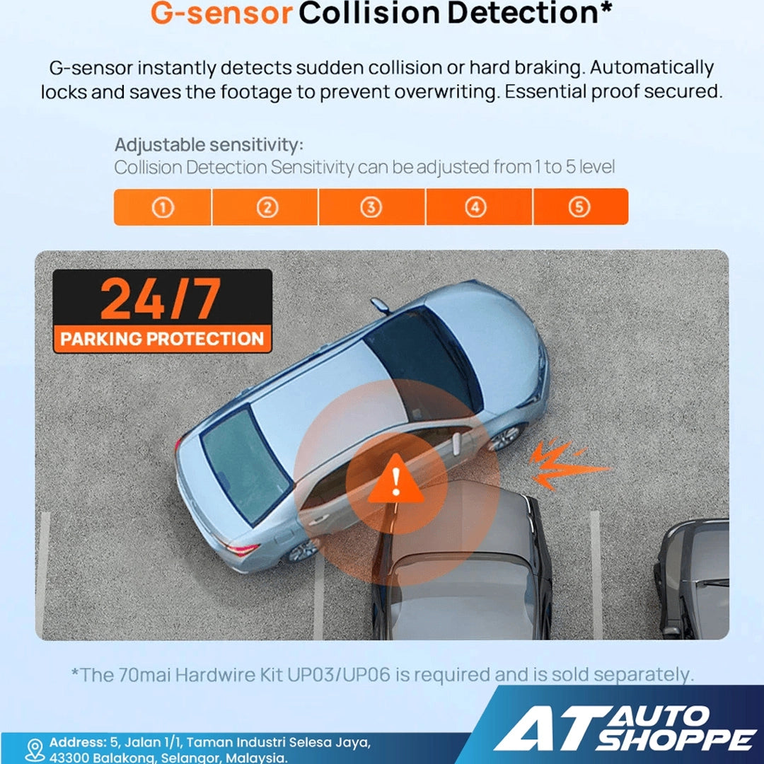 70mai A410 Dash Cam (Front 2.5K + Rear 1080P) | Dual Channel HDR Car DVR | Built-in GPS & 24H Parking Surveillance