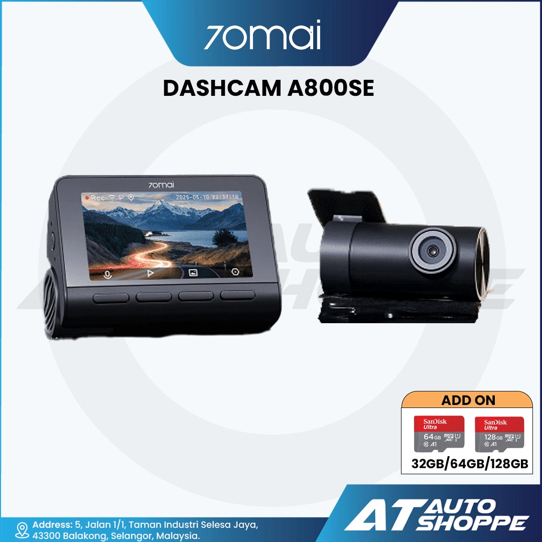 70mai Dash Cam 4K A800SE HDR, Super Night Vision, Emergency Record, Supercapacitor & 24H Surveillance