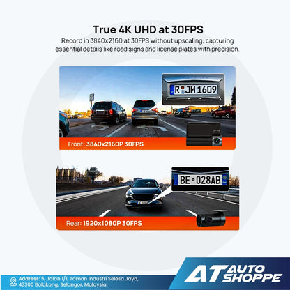 70mai Dash Cam 4K A800SE HDR, Super Night Vision, Emergency Record, Supercapacitor & 24H Surveillance