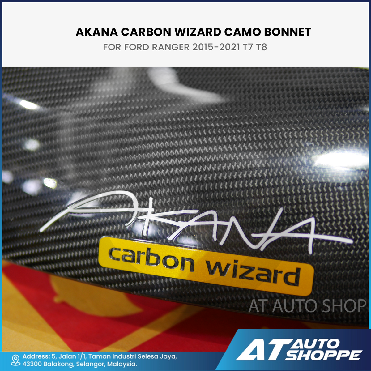 AKANA Carbon Wizard Camo Bonnet for Ford Ranger T7 T8