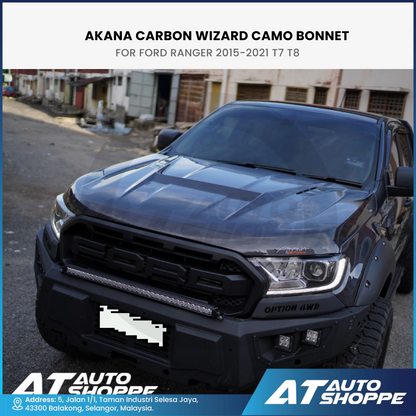 AKANA Carbon Wizard Camo Bonnet for Ford Ranger T7 T8