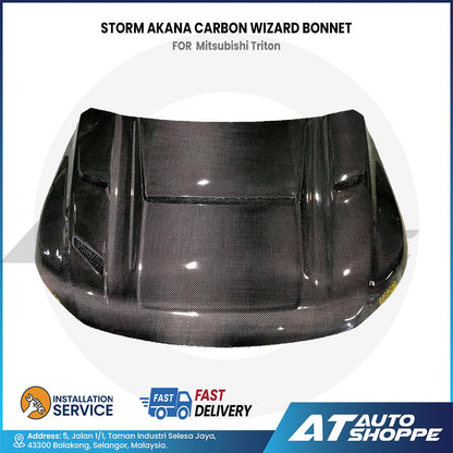 AKANA Carbon Wizard Storm Bonnet for Mitsubishi Triton