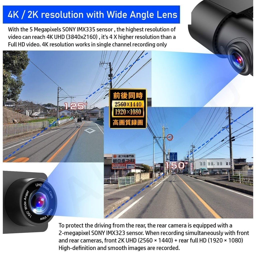 AKEEYO AKY-D9 4K + 2K Dual Dash Cam GPS