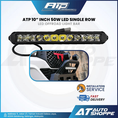 ATP 10 Inch 50W Single Row LED Light Bar White (1 Piece)