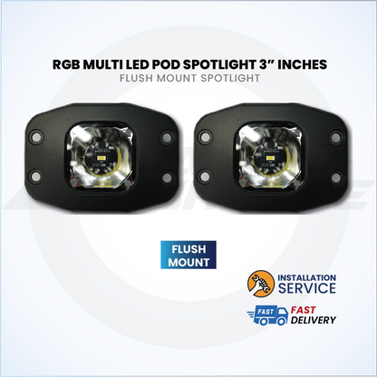 ATP 3-Inch RGB Multi-LED Pod Spotlight - Normal/Flush Mount Work Light