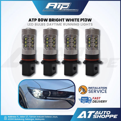 ATP 80W Bright White P13W Cree LED Bulbs Daytime Running Lights (1 Piece)