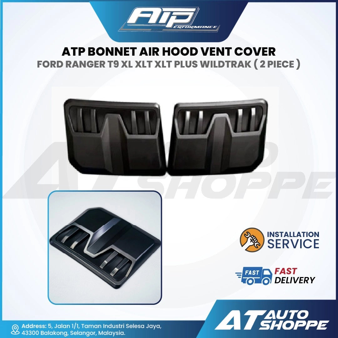 ATP Bonnet Air Hood Vent Cover for Ford Ranger T9 XL XLT XLT PLUS Wildtrak (2 Piece)