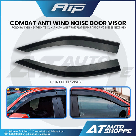 ATP Combat anti wind noise Door Visor for Ford Ranger T9 XLT XLT+, Wildtrak, Stormtrak, Platinum, Everest, Raptor