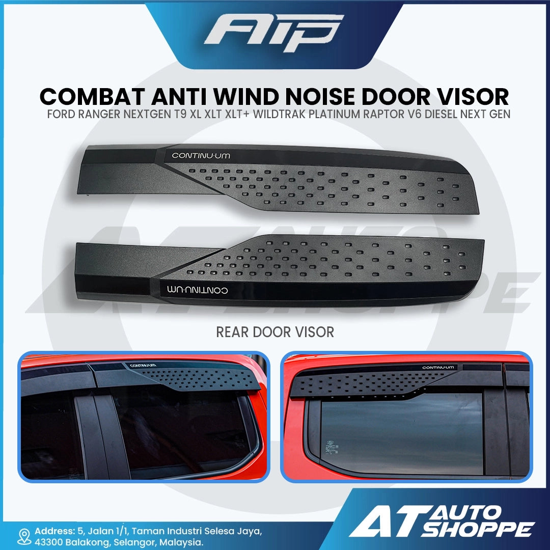 ATP Combat anti wind noise Door Visor for Ford Ranger T9 XLT XLT+, Wildtrak, Stormtrak, Platinum, Everest, Raptor