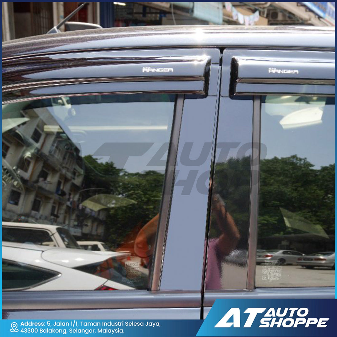 ATP Door Visor Set For Ford Ranger 2012-2021 T6 T7 T8 XL XLT XLT+ Wildtrak Raptor