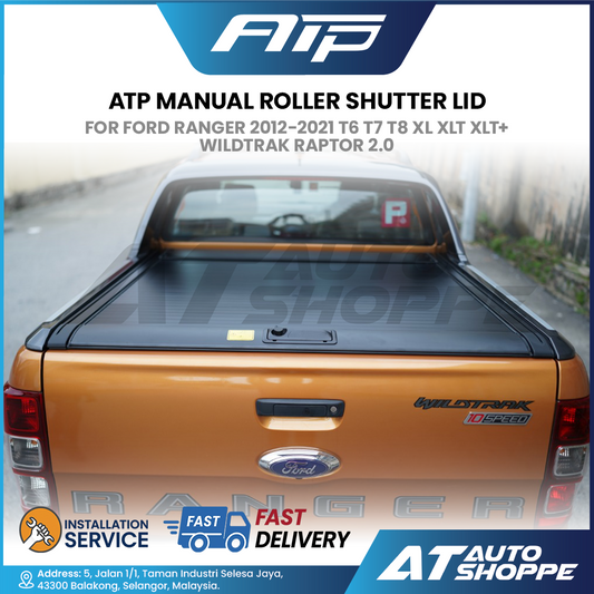 ATP Manual Roller Shutter Lid For Ford Ranger 2012-2021 T6 T7 T8 XL XLT XLT+ Wildtrak Raptor