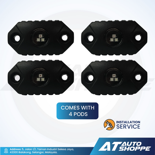 ATP RGB Rock Lights With Wireless App Control Underbody Music Light 4 Pods (4 Pieces)