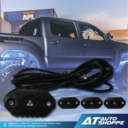 ATP RGB Rock Lights With Wireless App Control Underbody Music Light 4 Pods (4 Pieces)