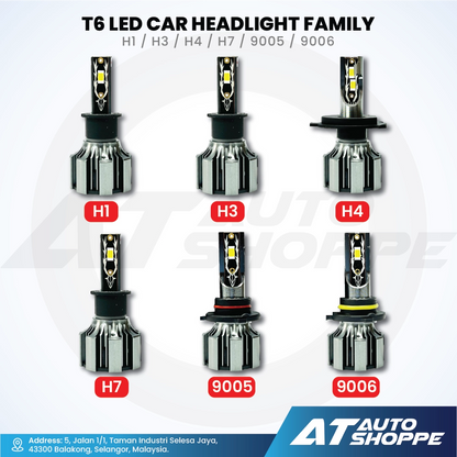 ATP T6 LED Headlight Bulb H1 H3 H4 H7 9005 9006 6000K 110W 16000LM Pair