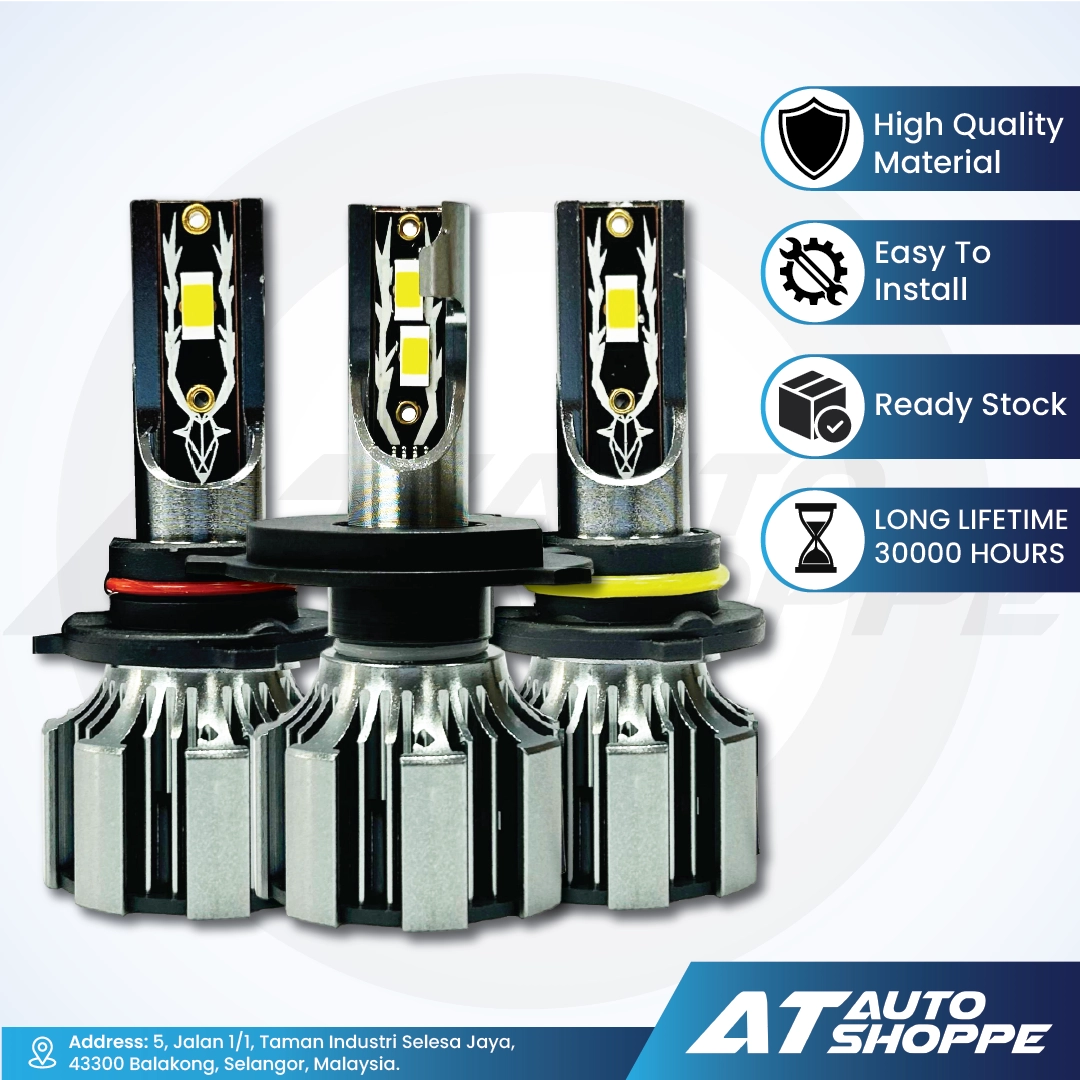 ATP T6 LED Headlight Bulb H1 H3 H4 H7 9005 9006 6000K 110W 16000LM Pair