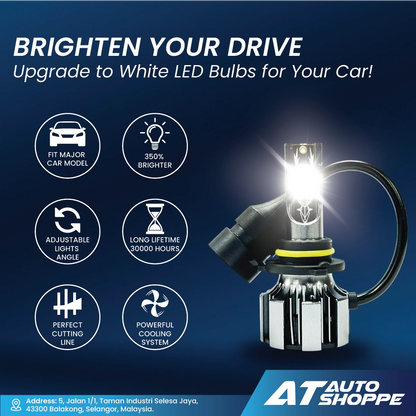 ATP T6 LED Headlight Bulb H1 H3 H4 H7 9005 9006 6000K 110W 16000LM Pair