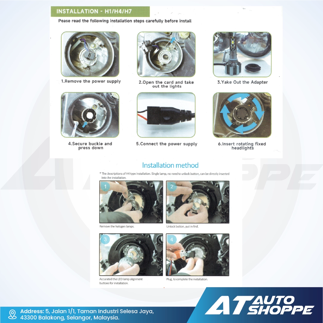 ATP T6 LED Headlight Bulb H1 H3 H4 H7 9005 9006 6000K 110W 16000LM Pair