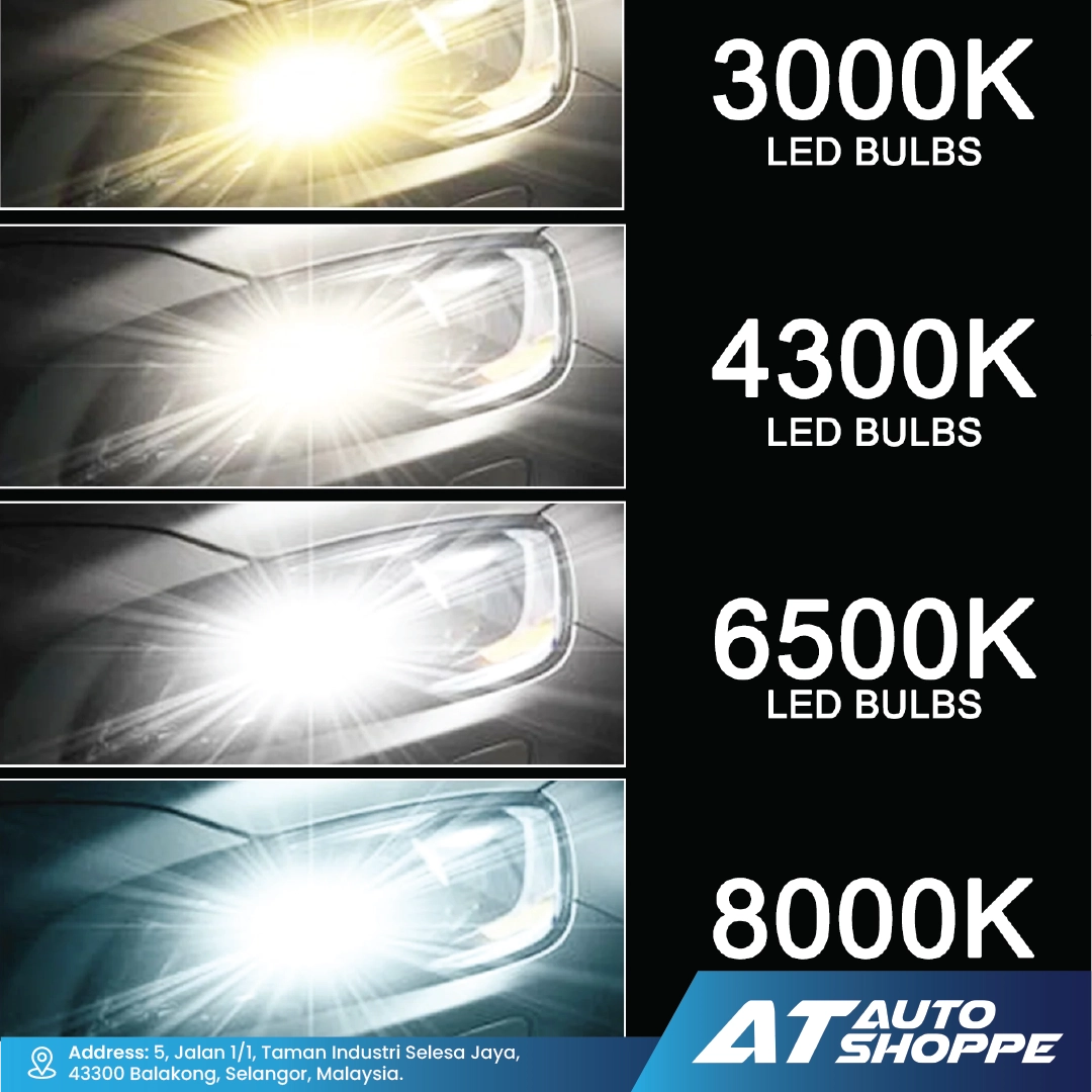 ATP T6 LED Headlight Bulb H1 H3 H4 H7 9005 9006 6000K 110W 16000LM Pair