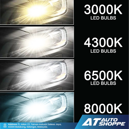 ATP T6 LED Headlight Bulb H1 H3 H4 H7 9005 9006 6000K 110W 16000LM Pair