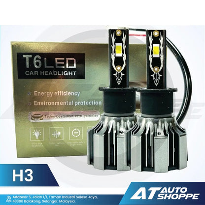 ATP T6 LED Headlight Bulb H1 H3 H4 H7 9005 9006 6000K 110W 16000LM Pair