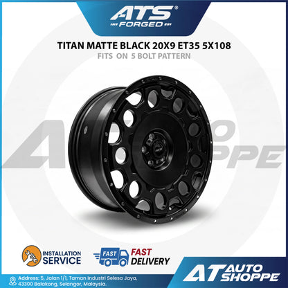 ATS Forged Titan Matte Black 20x9 ET35 5x108 (1 Piece)