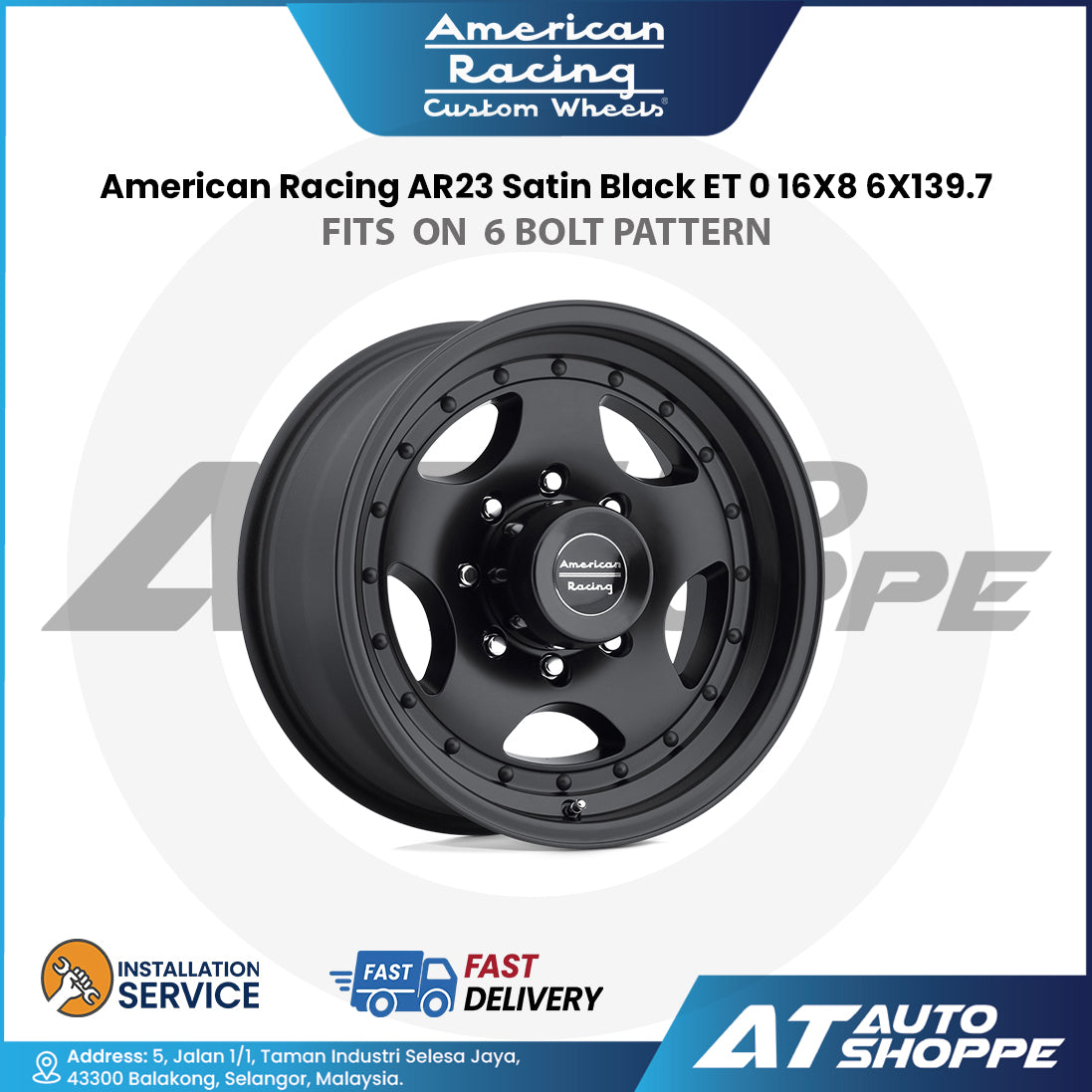 American Racing AR23 - Satin Black 16x8 6x139.7 ET0 (1 Piece)