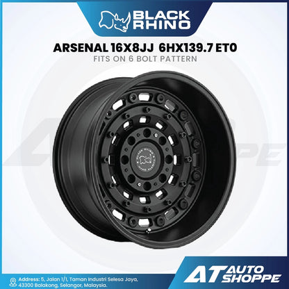 Black Rhino Arsenal-Matte Black 16x8 ET-10 6x139.7 (1 Piece)