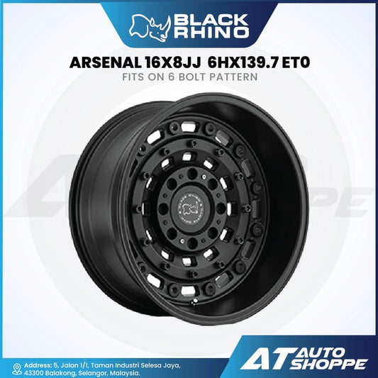 Black Rhino Arsenal-Matte Black 16x8 ET-10 6x139.7 (1 Piece)