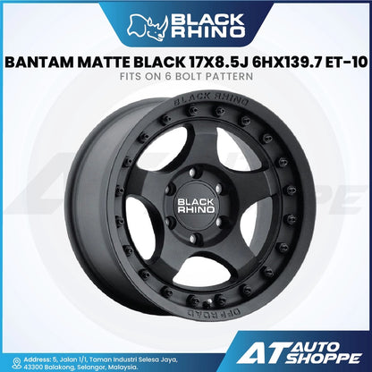 Black Rhino Bantam - Matte Black 17x8.5 ET-10 6x139.7 (1 piece)