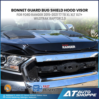 Bug Shield Bonnet Guard Hood Visor For Ford Ranger 2015-2021 T7 T8 XL XLT XLT+ Wildtrak Raptor 2.0