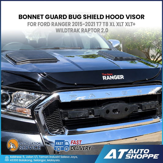 Bug Shield Bonnet Guard Hood Visor For Ford Ranger 2015-2021 T7 T8 XL XLT XLT+ Wildtrak Raptor 2.0