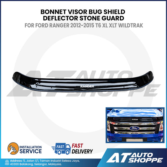 Bug Shield Bonnet Visor Stone Guard For Ford Ranger 2012-2015 T6 XL XLT Wildtrak