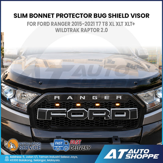 Bug Shield Slim Bonnet Guard Hood Visor For Ford Ranger 2015-2021 T7 T8