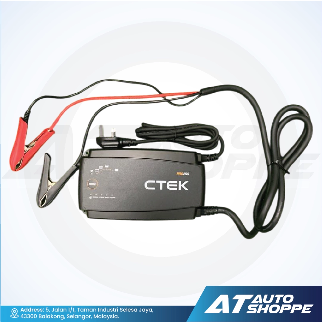 CTEK battery charger with cables on a white background